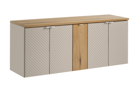 Produse - Set Mobilier Baie Viva Cashmere 140 cm, cu blat, Stejar Coast Evoke, Cașmir Mat - COMAD