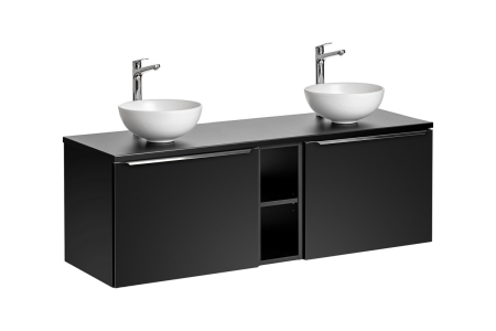 Promotii - Set Mobilier Santa Fe Black 140 cm, cu lavoare pe blat, Negru - COMAD