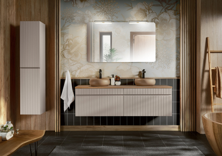 Promotii - Set mobilier 160 cm cu blat, 2 lavoare de blat Wiki, coloană și oglindă Iconic Cashmere SET - ICC B 160 CM WIKI-MC 5 COMAD