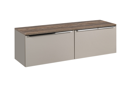 Mobilier Baie - Set Mobilier Santa Fe Taupe 160 cm, cu blat, 3 componente, Gri Argilă, Stejar Vintage Santa Fe - COMAD