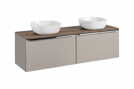 Seturi mobilier baie - Set mobilier baie 160cm cu blat și 2 lavoare Smile Santa Fe Taupe