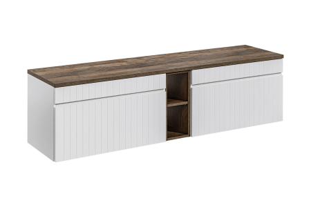 Promotii - Set Mobilier Baie Iconic White 180 cm, cu Blat, Alb Mat - COMAD