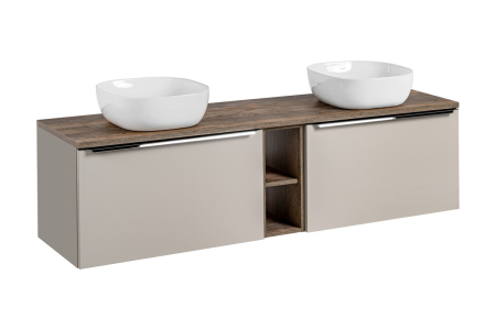 Promotii - Set mobilier 180 cm cu blat și 2 lavoare de blat Smile Santa Fe Taupe COMAD SET-SFT B 180CM UN 6252