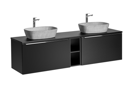 Promotii - Set Mobilier Santa Fe Black 180 cm, cu lavoare de blat, Negru - COMAD