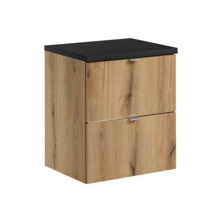 Promotii - Set Mobilier Baie Nova Oak 50 cm, cu Blat, Stejar Coast Evoke, Negru Mat - COMAD