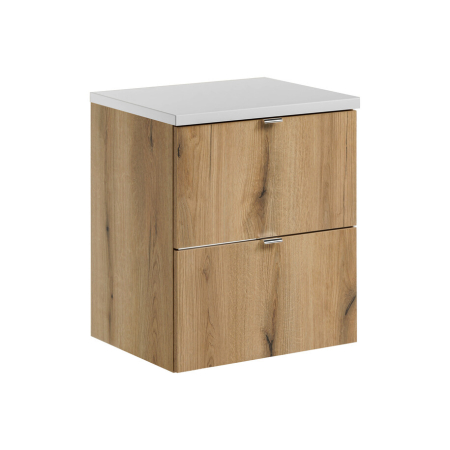 Promotii - Set Mobilier Nova Oak 50 cm, cu Blat, Alb Mat, Stejar Coast Evoke - COMAD