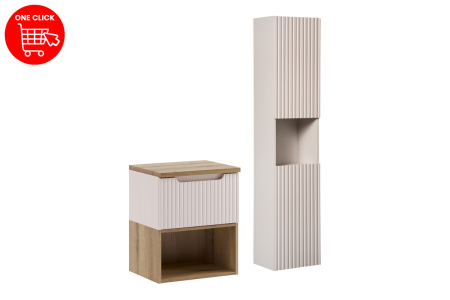 Set Mobilier Baie Nova Cashmere 50 cm, cu Blat și Dulap Înalt, Cașmir Mat - COMAD [1]
