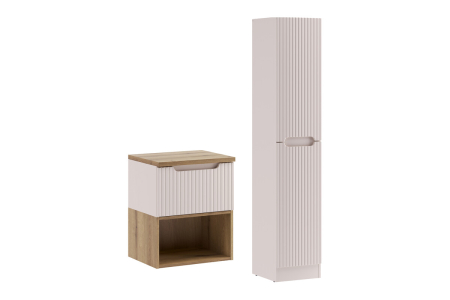 Promotii - Set Mobilier Nova Cashmere 50 cm, cu Blat și Dulap Înalt, Cașmir Mat - COMAD