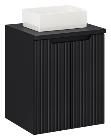 Promotii - Set Mobilier Nova Black 50 cm, cu Blat și Lavoar Gaja pe Blat, Negru Mat - COMAD