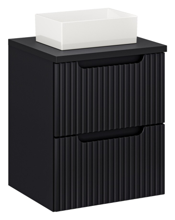 Promotii - Set Mobilier Nova Black 50 cm, cu Blat și Lavoar Gaja pe Blat, Negru Mat - COMAD
