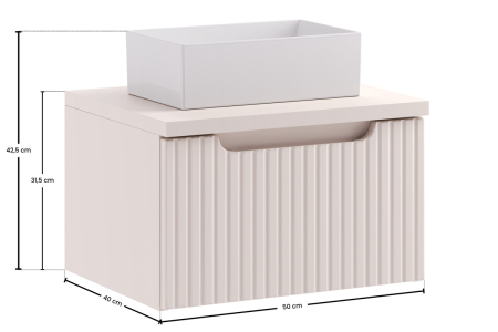 Set Mobilier Baie Nova Cashmere 50 cm, cu Blat și Lavoar Gaja, Cașmir Mat - COMAD [2]