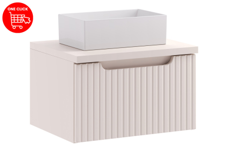 Set Mobilier Baie Nova Cashmere 50 cm, cu Blat și Lavoar Gaja, Cașmir Mat - COMAD [1]