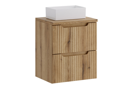 Promotii - Set Mobilier Baie Nova Coast Evoke 50 cm, cu blat și lavoar Gaja pe blat, Stejar - COMAD