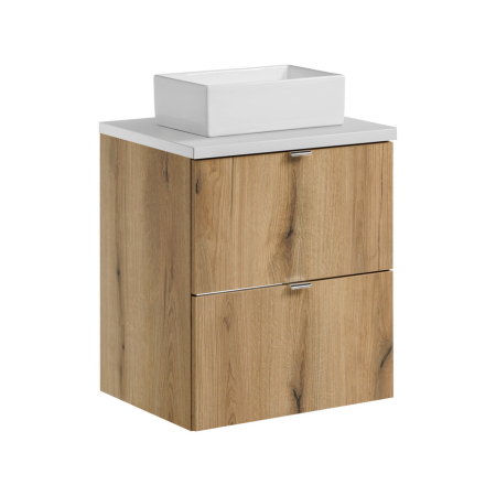 Promotii - Set Mobilier Nova Oak 50 cm, cu Blat și Lavoar Gaja, Alb Mat, Stejar Coast Evoke - COMAD