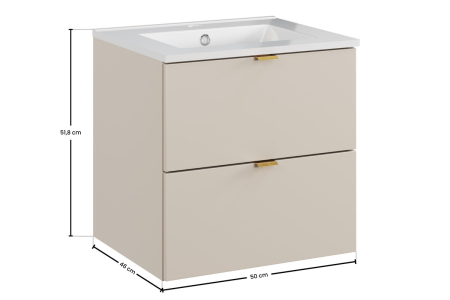 Set Mobilier Baie DALIA CASHMERE 50 cm, cu lavoar, Casmir Mat - COMAD [2]