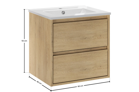 Set Mobilier Baie Viola Cremona 50 cm, cu lavoar, Stejar Cremona - COMAD [2]