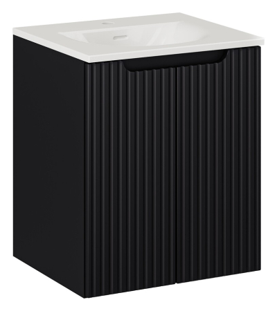 Promotii - Set Mobilier Baie Nova Black 50 cm, cu Lavoar, Negru Mat - COMAD