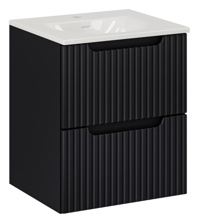 Promotii - Set Mobilier Baie Nova Black 50 cm, cu Lavoar, Negru Mat - COMAD