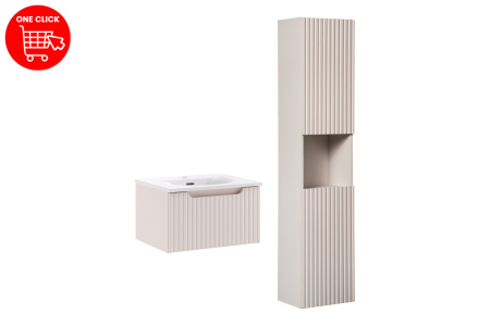 Set Mobilier Baie Nova Cashmere 50 cm, cu Lavoar Sky și Dulap Înalt, Cașmir Mat - COMAD [1]