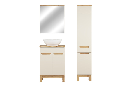 Set mobilier 60 cm cu blat, lavoar pe blat Lola, dulap înalt și dulap cu oglindă Bali Cashmere COMAD SET-BAC B NAT WOTAN 60CM UN LOLA HC MC [1]