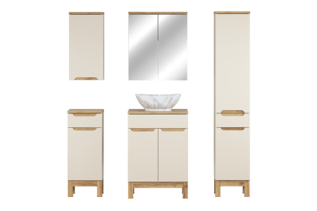 Set mobilier 60 cm cu blat, lavoar pe blat Pati, dulap înalt și dulap cu oglindă Bali Cashmere COMAD SET-BAC B WOTAN 60CM UN PATI HC MC [1]