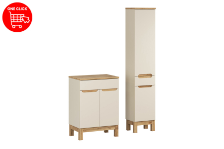 Set Mobilier Baie Bali Cashmere 60 cm, cu Blat și Coloana Înaltă, Cașmir Mat - COMAD [2]