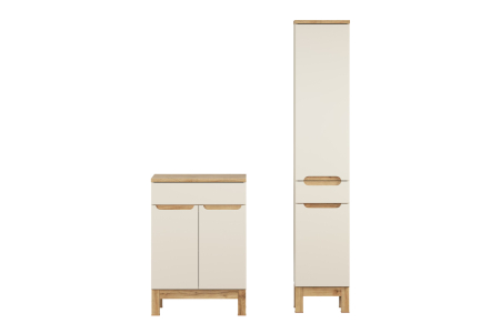 Set Mobilier Baie Bali Cashmere 60 cm, cu Blat și Coloana Înaltă, Cașmir Mat - COMAD [1]