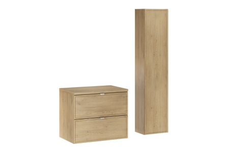Promotii - Set Mobilier Baie Terra Cremona 60 cm, cu Blat și Coloană Înaltă, Stejar Cremona - COMAD
