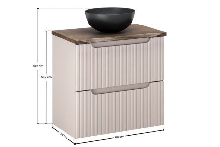 Set Mobilier Baie Nova Cashmere 60 cm, cu Blat și Lavoar Domi, Cașmir Mat - COMAD [2]