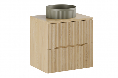 Seturi mobilier baie - Set mobilier baie 60 cm Beyond Nordic Cremona cu blat si lavoar pe blat, COMAD