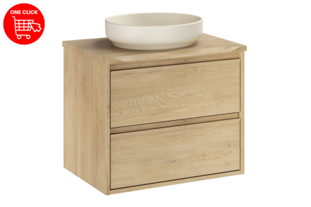 Set Mobilier Viola Cremona 60 cm, cu Blat și Lavoar pe Blat River, Stejar Cremona - COMAD [1]