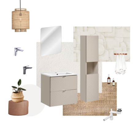 Set Mobilier Baie Viva Cashmere 80 cm, cu blat, Alb Mat, Cașmir Mat - COMAD [3]