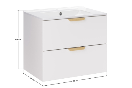 Set Mobilier Baie Aster White 60 cm, cu Lavoar, Alb Mat - COMAD [2]