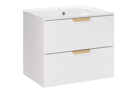 Promotii - Set Mobilier Baie Aster White 60 cm, cu Lavoar, Alb Mat - COMAD