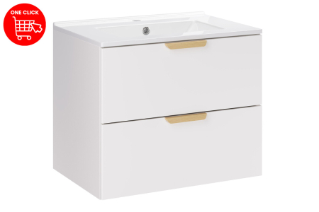Set Mobilier Baie Aster White 60 cm, cu Lavoar, Alb Mat - COMAD [1]
