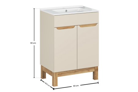 Set Mobilier Baie Bali Cashmere 60 cm, cu Lavoar Lava, Cașmir Mat - COMAD [3]