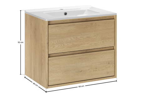 Set Mobilier Baie Viola Cremona 60 cm, cu lavoar, Stejar Cremona - COMAD [2]