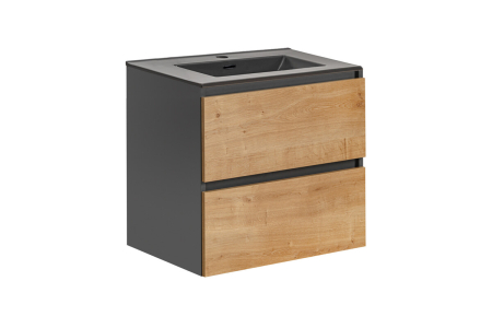 Promotii - Set mobilier 60 cm cu lavoar mobilier SKY 1 Monako Grey Oak COMAD SET-MOG 60CM S SKY 1 BL