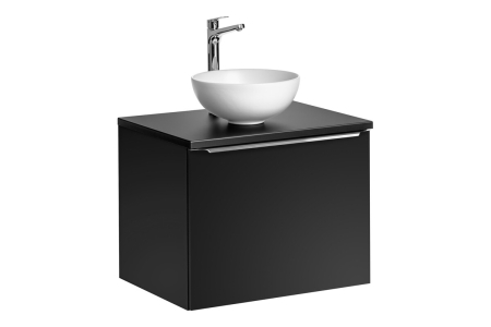 Mobilier Baie - Set Mobilier Santa Fe Black 60 cm, cu lavoar pe blat - COMAD