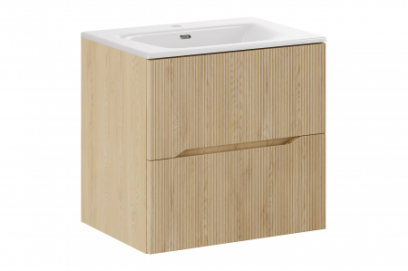Seturi mobilier baie - Set mobilier baie 60 cm cu lavoar, finisaj Sky Nordic Cremona, COMAD