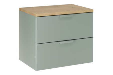 Promotii - Set Mobilier Baie Aster Green 60 cm, cu Blat, Verde Mat - COMAD