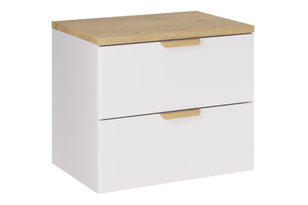 Promotii - Set Mobilier Aster White 60 cm, cu Blat, Alb Mat, Stejar Cremona - COMAD