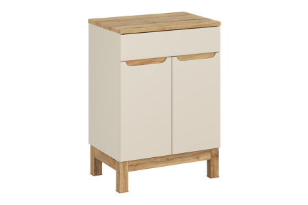 Promotii - Set Mobilier Baie Bali Cashmere 60 cm, cu Blat, Cașmir Mat - COMAD