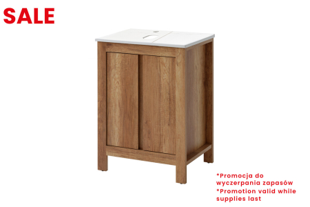 Promotii - Set Mobilier Baie Classic Oak 60 cm, cu blat, Stejar Roman - COMAD