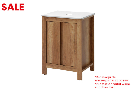 Promotii - Set Mobilier Baie Classic Oak 60 cm, cu blat, Stejar Roman - COMAD