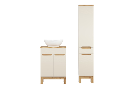 Set mobilier 60cm cu blat, lavoar pe blat Lola și coloană de baie Bali Cashmere COMAD SET-BAC B NAT WOTAN 60CM UN LOLA HC [1]