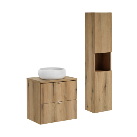 Set mobilier 60cm cu blat, lavoar pe blat Wiki și un dulap înalt Nova Oak COMAD SET-NOA B OAK 60CM S UN WIKI SW HC [0]