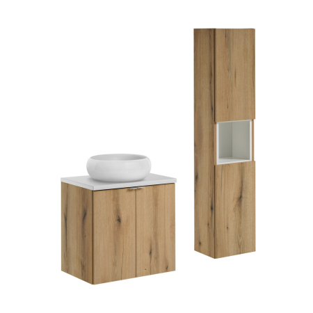 Set mobilier 60cm cu blat, lavoar pe blat Wiki și un dulap înalt Nova Oak COMAD SET-NOA B WHITE 60CM D UN WIKI SW HC [0]