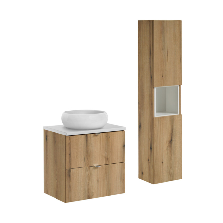 Set mobilier 60cm cu blat, lavoar pe blat Wiki și un dulap înalt Nova Oak COMAD SET-NOA B WHITE 60CM S UN WIKI SW HC [0]