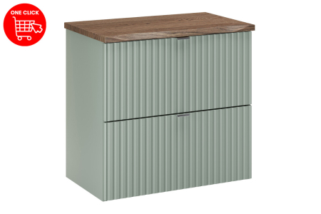 Set Mobilier Baie LINE REED GREEN 60 cm, cu Blat, Mânere Crom Lucios, Verde Trestie - COMAD [1]